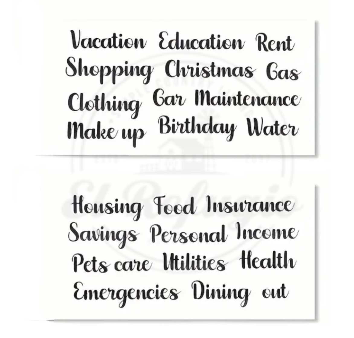 Cash envelope stickers