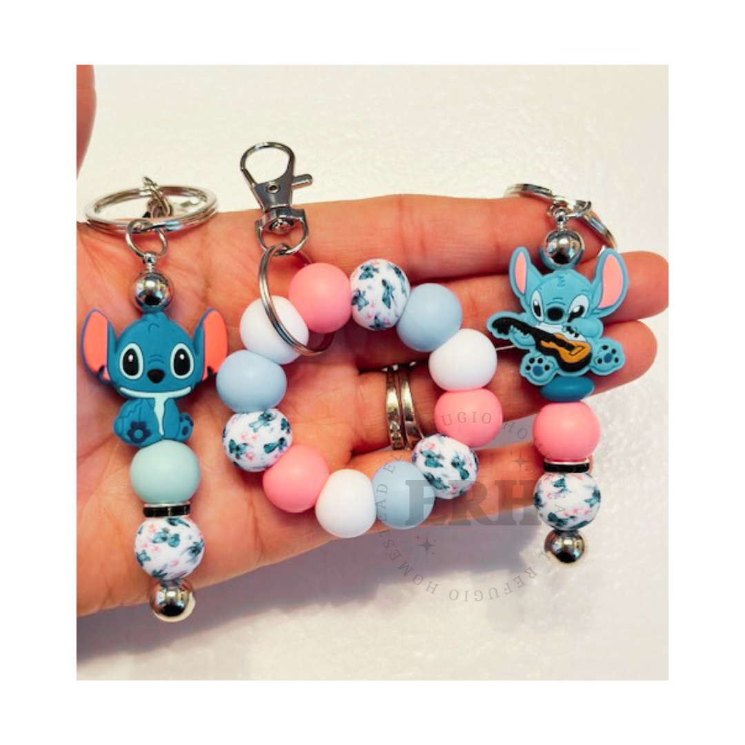 Blue Alien inspired Mini Keychain or Mini Wristlet