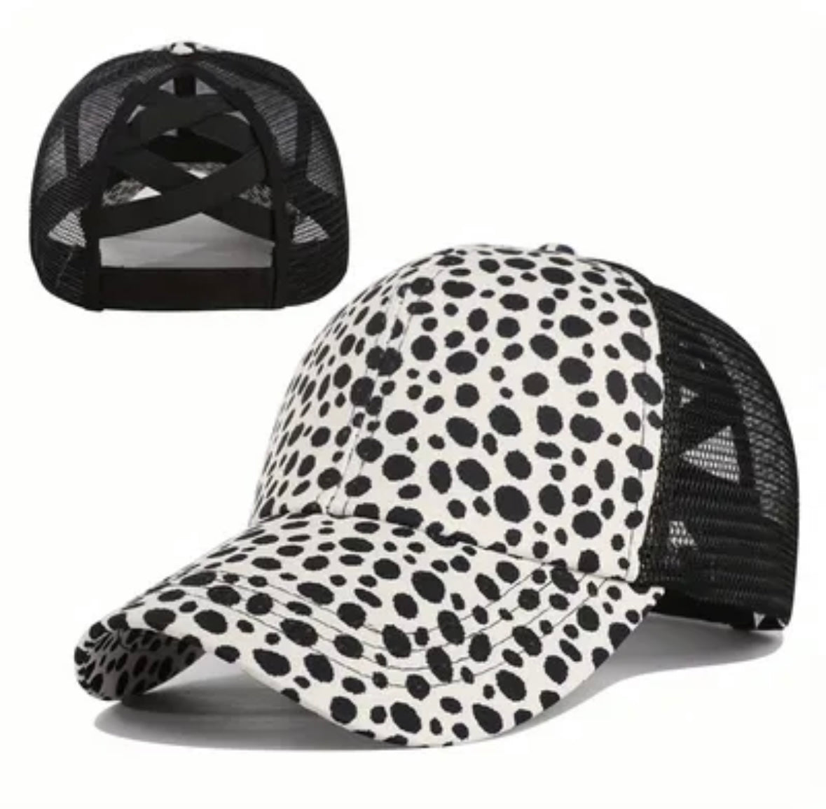 Dotted Print Criss Cross Ponytail