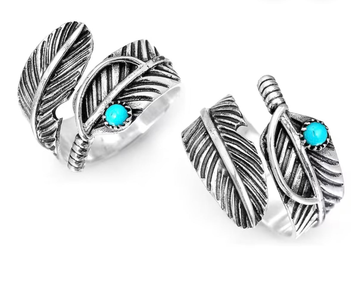 Turquoise Feather Wrap Ring