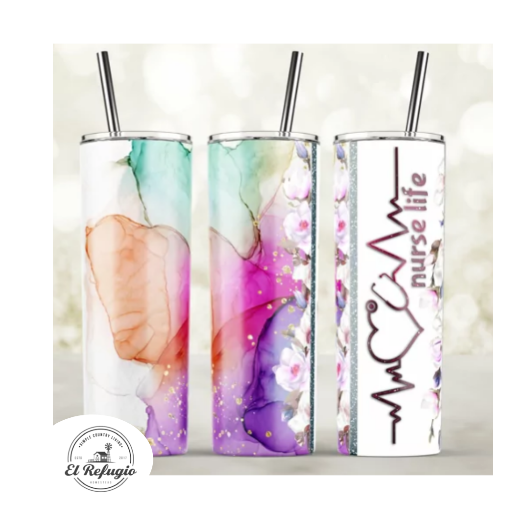 Nurse Life Watercolor Tumbler