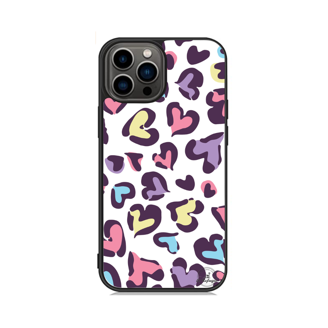 Colorful Heart Cheetah Print iPhone Case