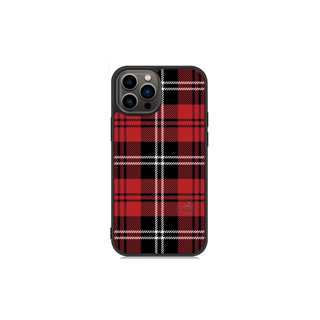 Christmas Plaid Iphone case. Colors are red, white and black