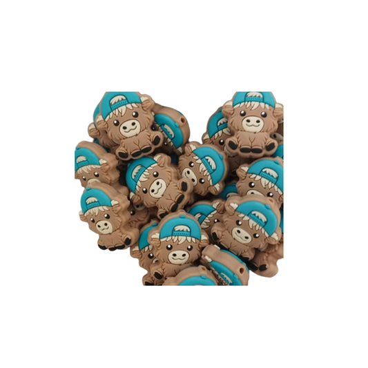 Cute Cap Highland Cow Focal Bead