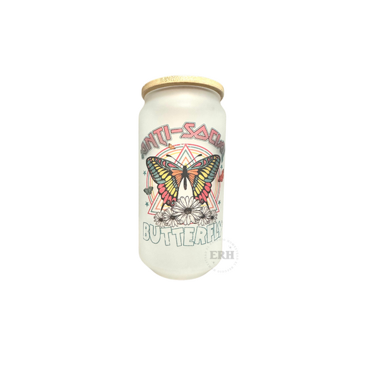 Anti-Social Butterfly 18oz. Glass Cup