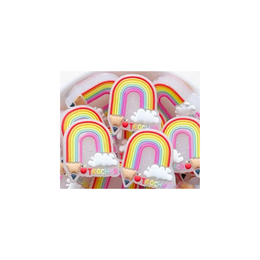 Rainbow Teacher Pencil Focal Bead