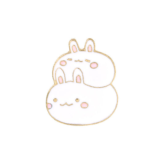 Double Bunny Cartoon Enamel Pin